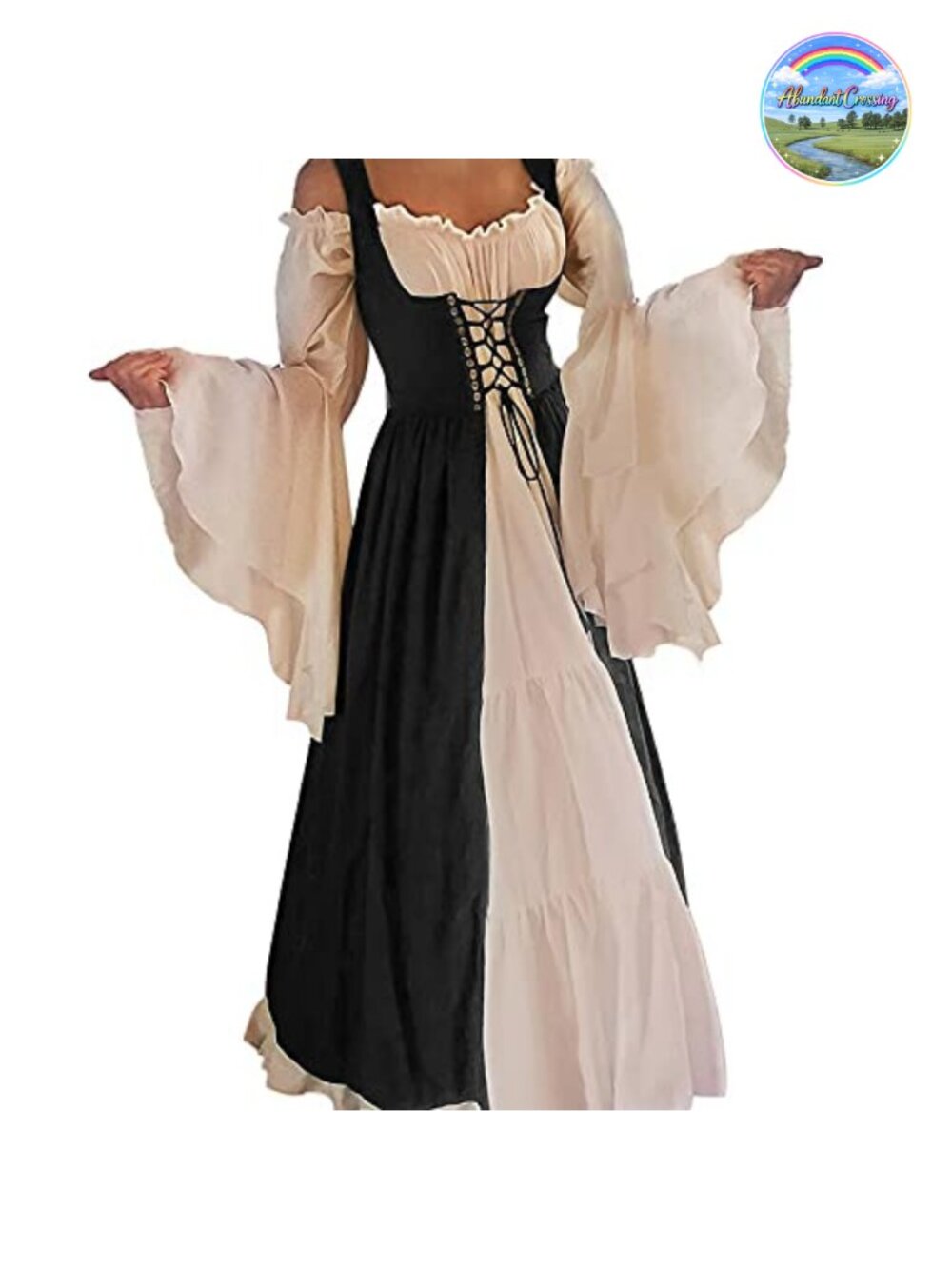 Medieval Renaissance Costume Over Dress Cosplay Long Flare Sleeve